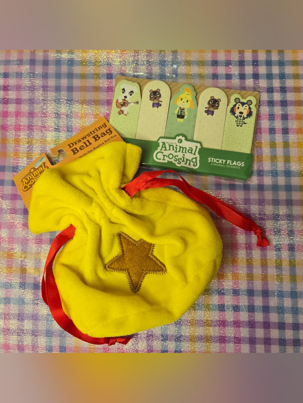 Animal Crossing Bell Bag drawstring bag & Sticky tab bundle